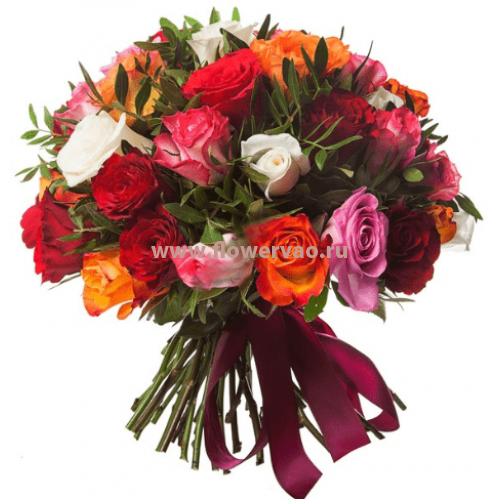 Букет из 25 красочных роз Мармелад