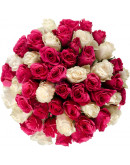 Букет из 51 розовой и белой розы Ангелина