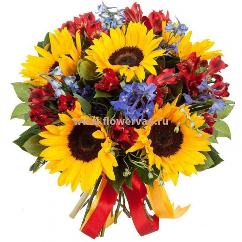 Букет цветов с подсолнухами Любимому учителю